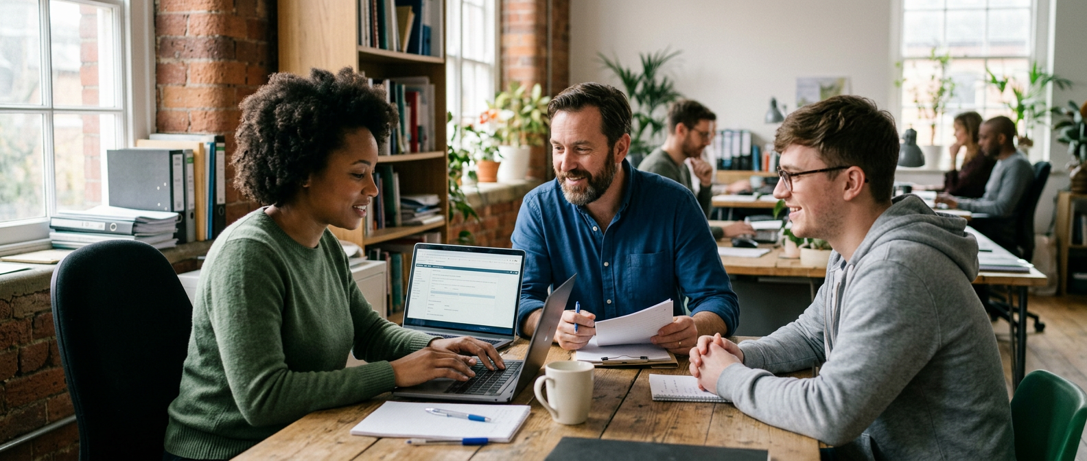A public-sector service team using AI to help answer a query